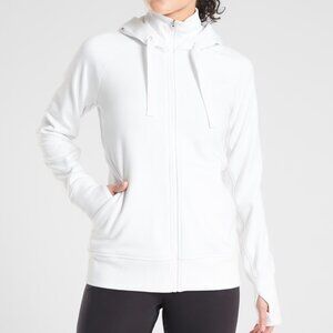 Athleta Triumph Hoodie White Organic Cotton Stretch | Size L